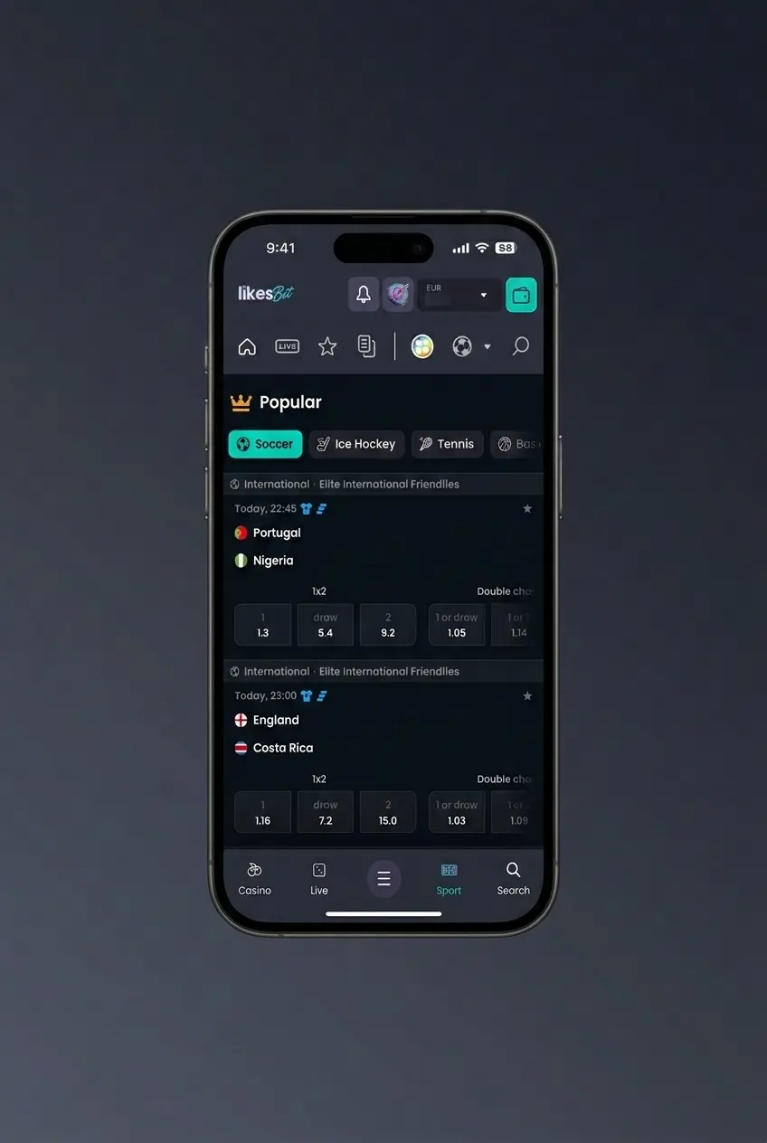 Stap-voor-stap sportwed plaatsen via LikesBet mobiele app met odds selectie en inzetbevestiging