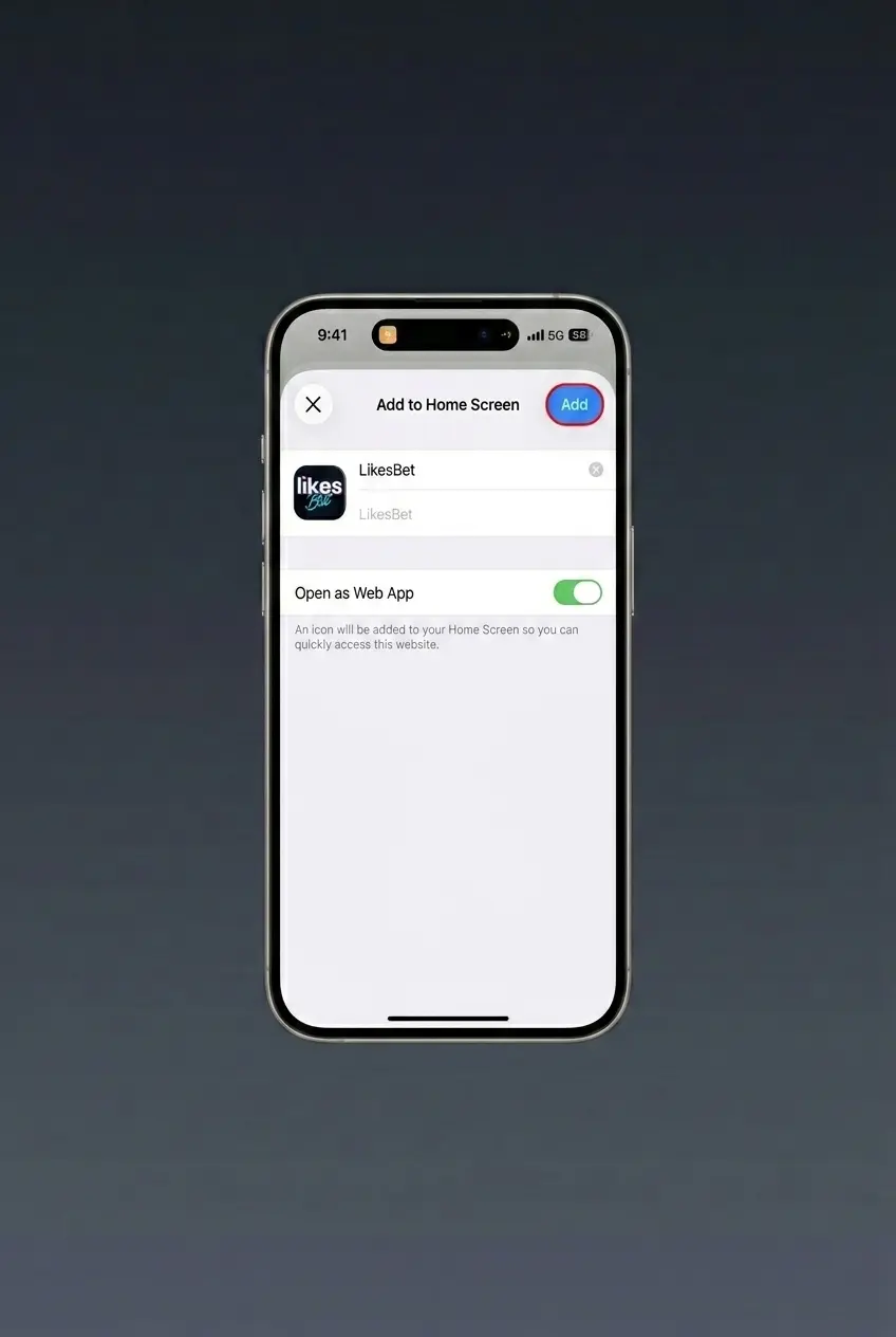 LikesBet PWA installeren op iOS via Safari op iPhone en iPad zonder App Store download